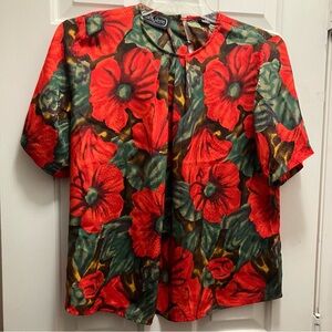 Jean de Pierre Vintage Blouse Womens 8 Short Sleeves Satin Button‎